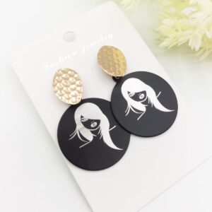 Beauty Head portrait Printed Fashion Drop Earring For Women