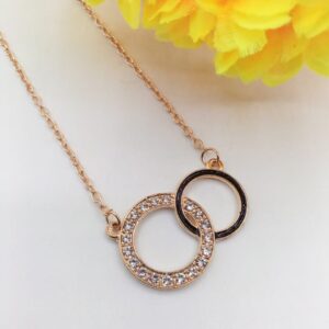 Golden Ring Pendant For Women Crystal Jewelry Charm Statement Chain Necklaces