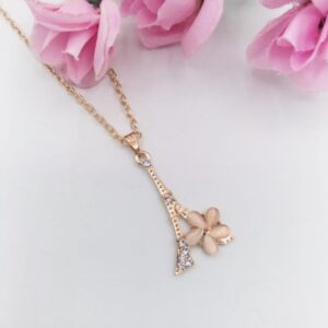 Golden Eiffel Pendant For Women Crystal Jewelry Charm Statement Chain Necklaces