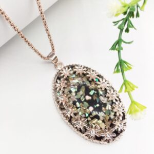 Golden Flowers Pearl Pendant For Women Crystal Jewelry Charm Statement Chain Necklaces
