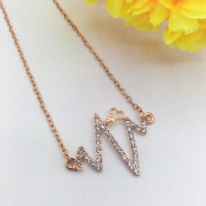 Golden Heartbeat Pendant For Women Crystal Jewelry Charm Statement Chain Necklaces