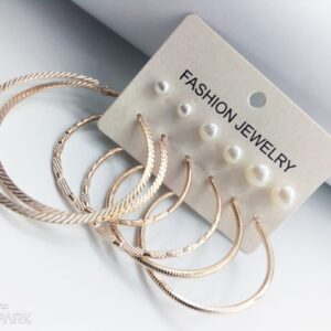 6 Pairs / Sets Golden Pearl Hoops and Studs (Bali and Tops)