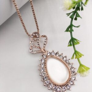 Golden Egg Pearl Pendant For Women Crystal Jewelry Charm Statement Chain Necklaces