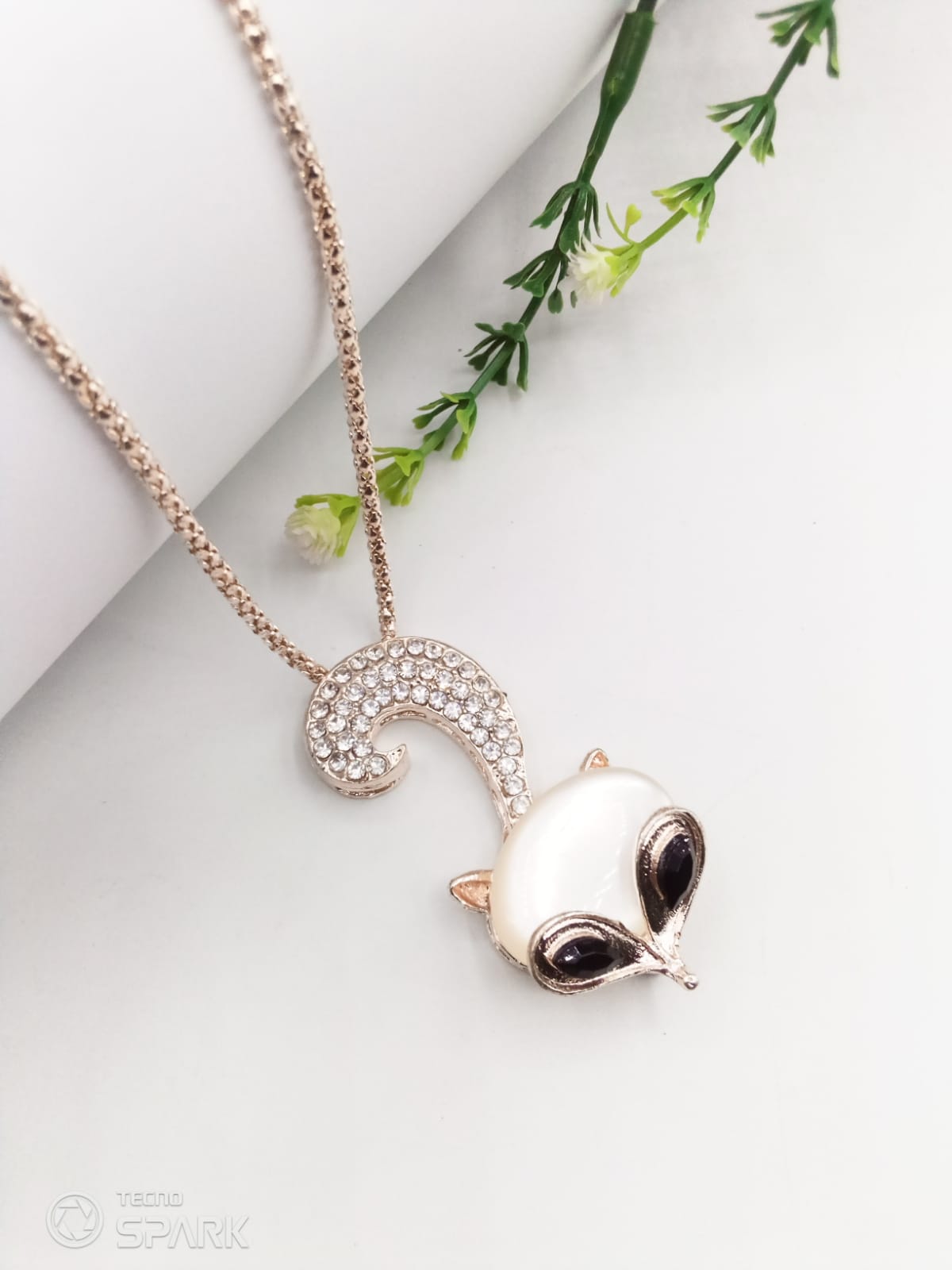 Golden Fox Pendant For Women Crystal Jewelry Charm Statement Chain Necklaces