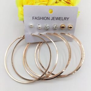 6 Pairs / Sets Golden Round Hoops and Studs (Bali and Tops)