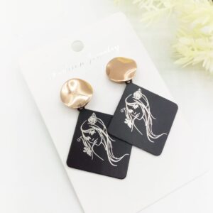 Beauty Head portrait Printed Fashion Drop Earring For Women