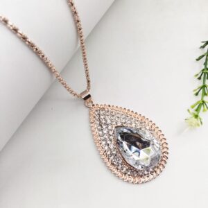 Golden Sapphire Drop Pendant For Women Crystal Jewelry Charm Statement Chain Necklaces