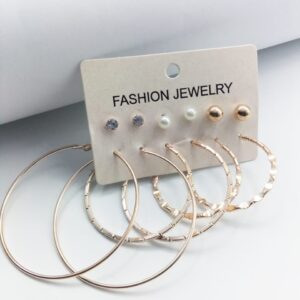 6 Pairs / Sets Golden Curled Style Hoops and Studs (Bali and Tops)