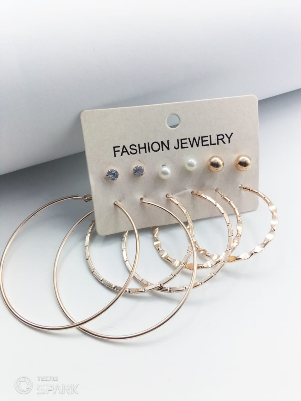6 Pairs / Sets Golden Curled Style Hoops and Studs (Bali and Tops)