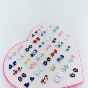 36 Pairs of Multi Silver Studs Earrings For Girls & Women
