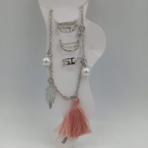 Silver Anklet Ring Violet Dori Set