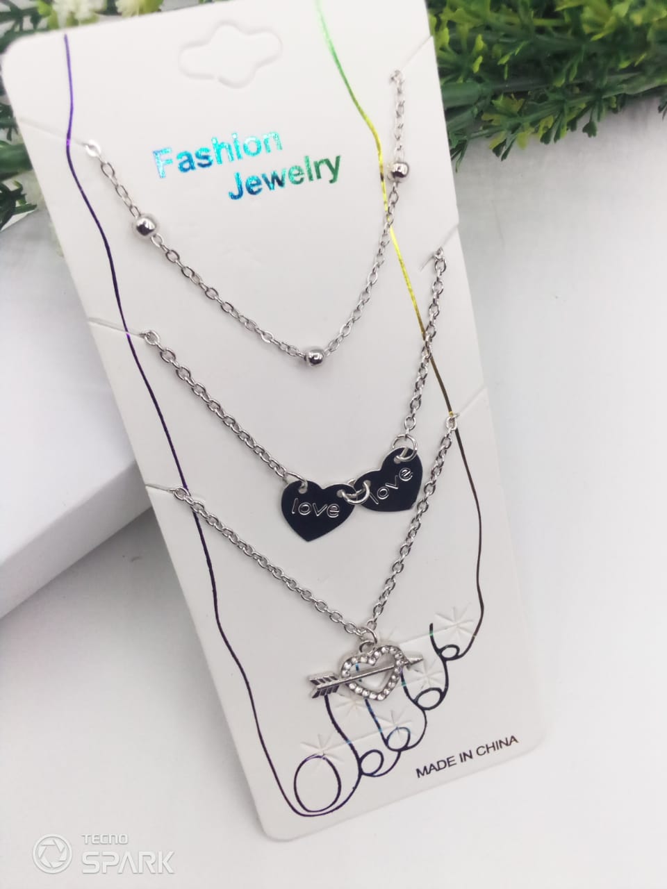 Silver Anklet Arrow Heart Set
