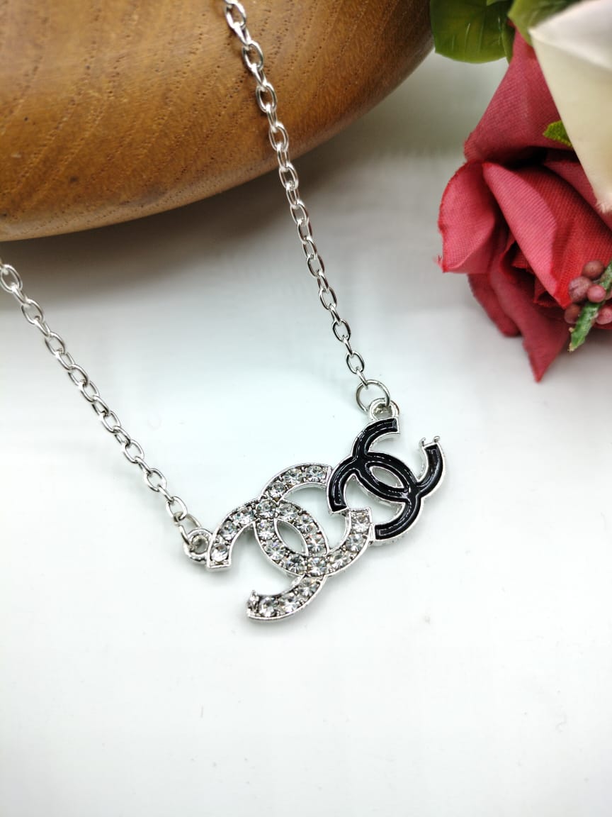 CC Letter Pendant For Women Crystal Jewelry Charm Statement Chain Necklaces