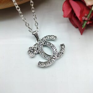 CC Letter Pendant For Women Crystal Jewelry Charm Statement Chain Necklaces
