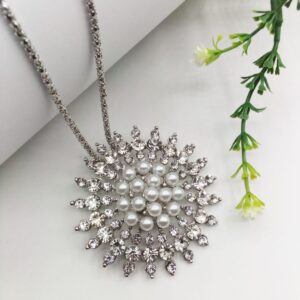 Dandelion Pendant For Women Crystal Jewelry Charm Statement Chain Necklaces