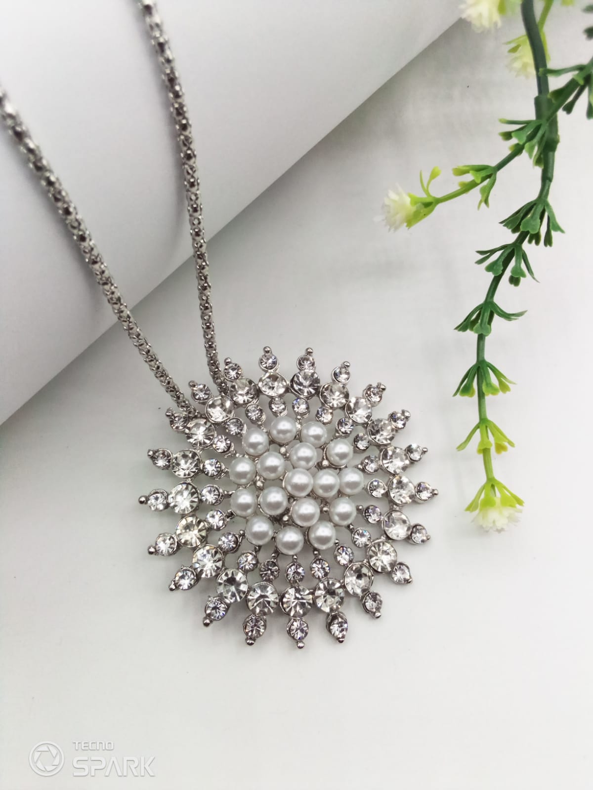 Dandelion Pendant For Women Crystal Jewelry Charm Statement Chain Necklaces