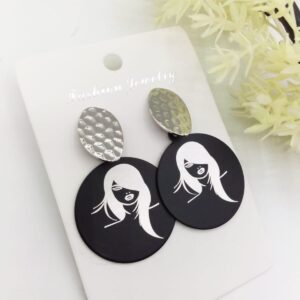 Beauty Head portrait Printed Fashion Drop Earrings For Women