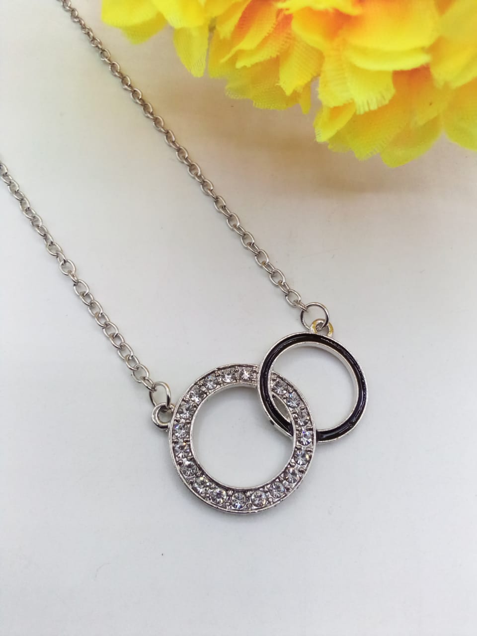 Silver Pendant For Women Crystal Jewelry Charm Statement Chain Necklaces