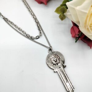 Silver Key Pendant For Women Crystal Jewelry Charm Statement Chain Necklaces