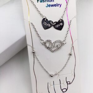 Silver Anklet Love Heart Set
