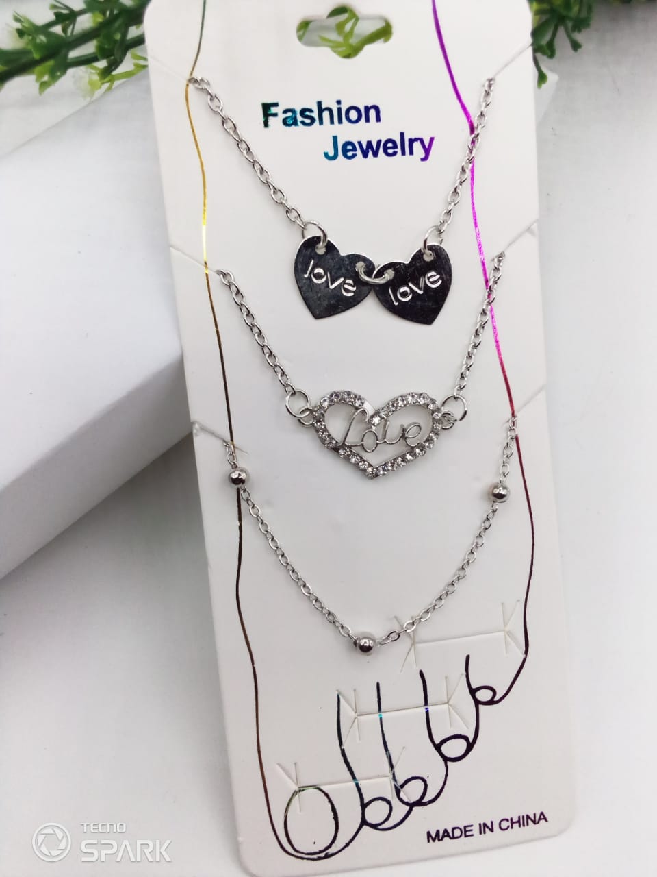 Silver Anklet Love Heart Set