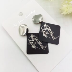 Beauty Head portrait Printed Fashion Drop Earrings For Women