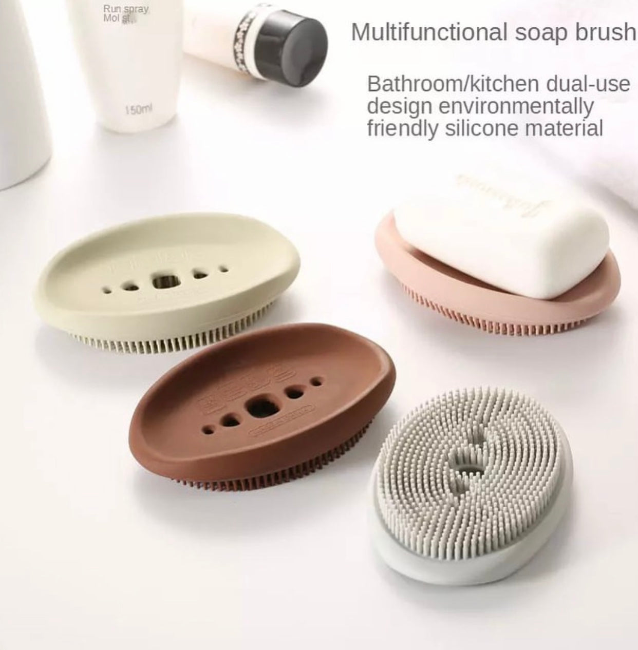 Two-Sided Flexible Silicone Soap Holder and Cleaning Brush Caddy - Image 2