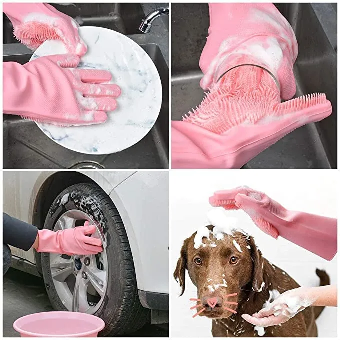 Silicon Washing Gloves High Quality Big Size - Household Accessory Designed For Cleaning And Washing Routine (Random Color) - Image 5