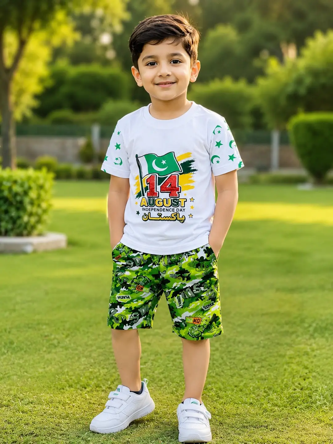 14 August Boy's Printed Shirt And Shorts Set - Image 2