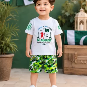 14 August Boy's Printed Shirt And Shorts Set