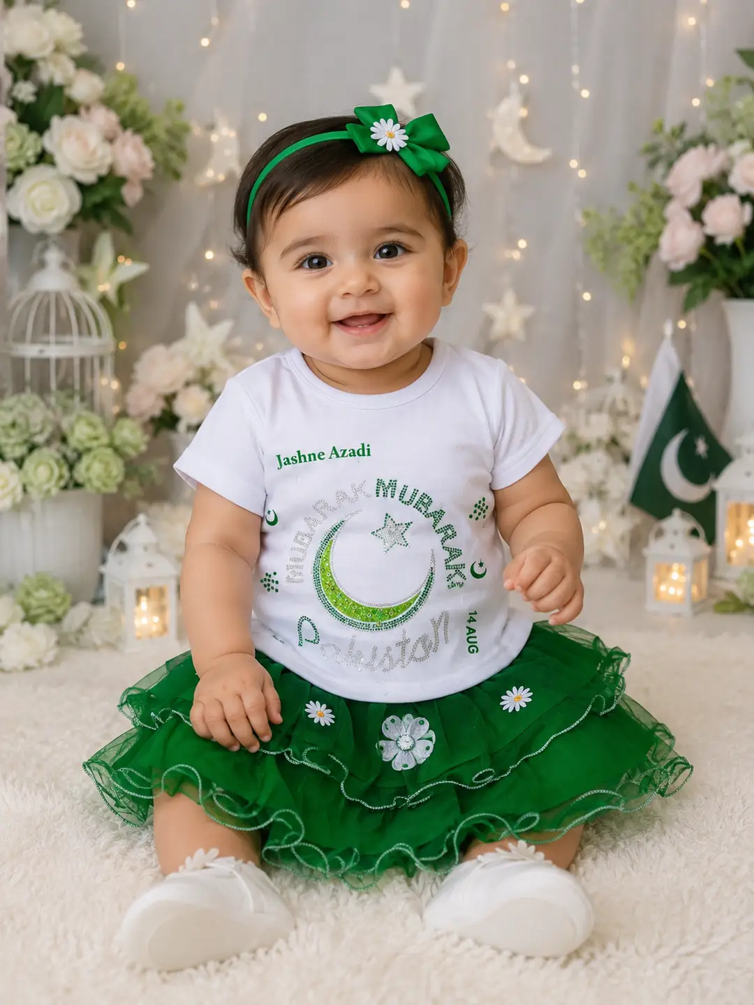 14 August 2 Pcs Girl's Fancy Embroidered Shirt And Skirt Set - Image 2