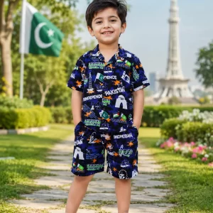 14 August 2 Pcs Dhanak Shirt And Shorts Set For Boys