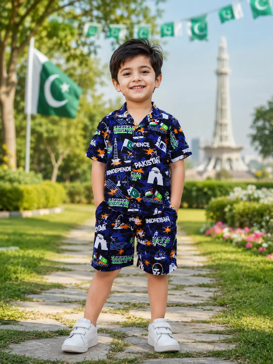 14 August 2 Pcs Dhanak Shirt And Shorts Set For Boys