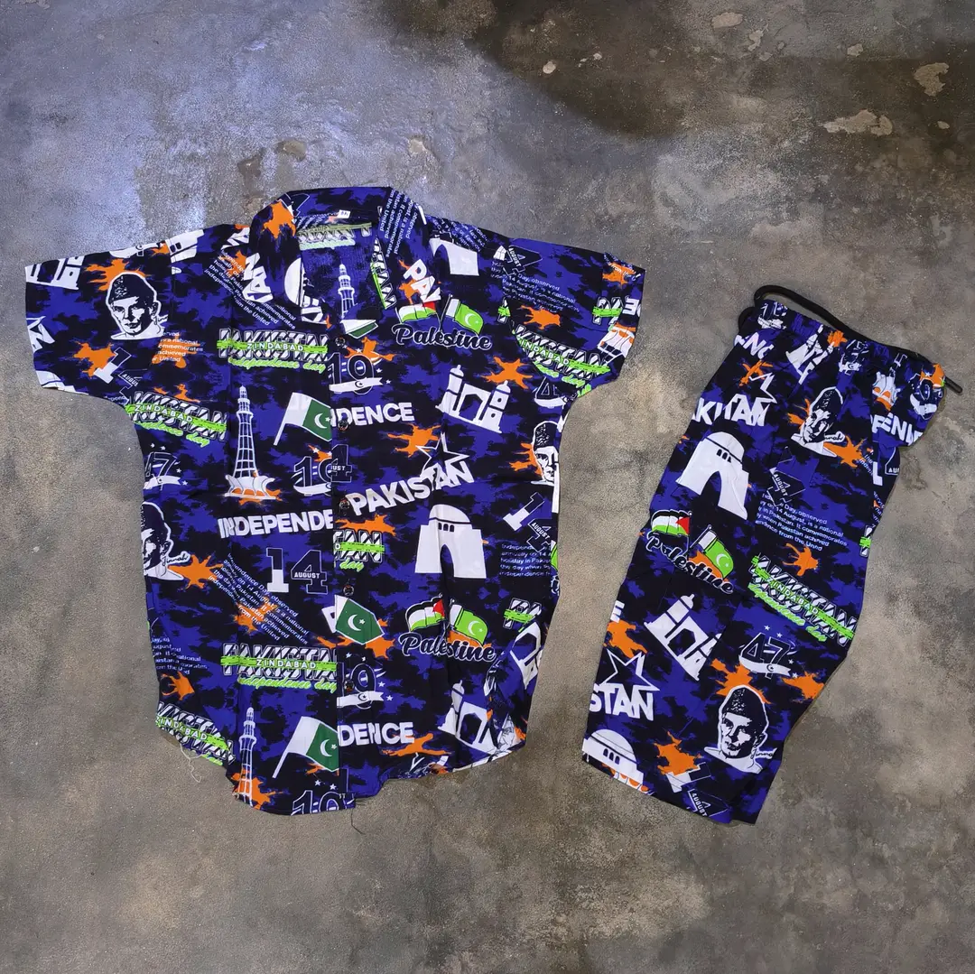14 August 2 Pcs Dhanak Shirt And Shorts Set For Boys - Image 4