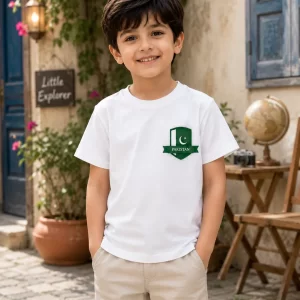 Girl's Stitched Cotton Printed White T-Shirt