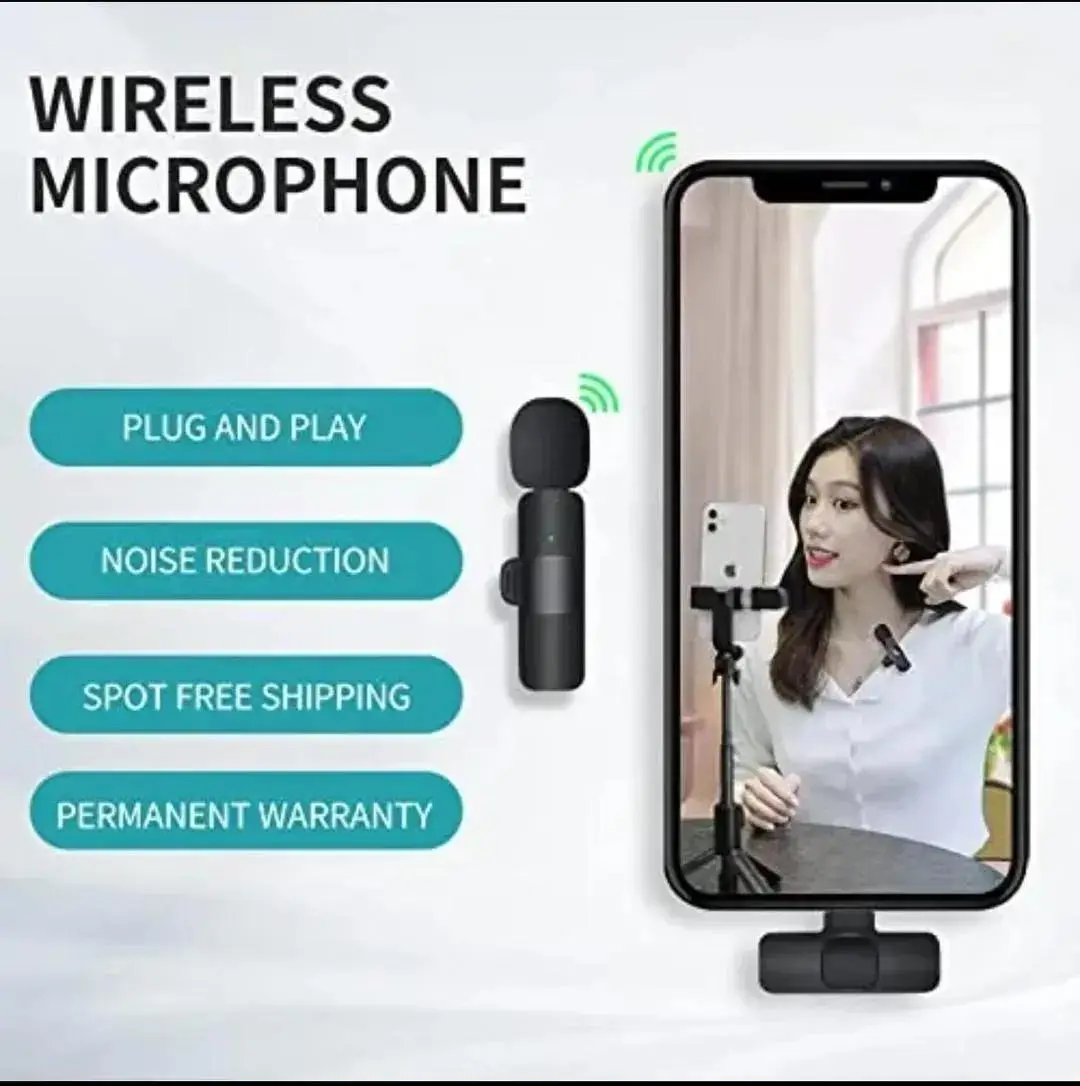 Wireless MIC K8 MICROPHONE Vlogging Mic with Microphone Accessories Video for Type C Android, IOS Lightening & 3.5mm Jack - Image 3