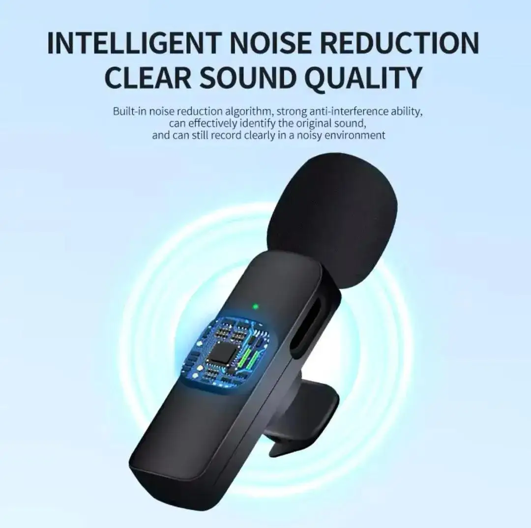 Wireless MIC K8 MICROPHONE Vlogging Mic with Microphone Accessories Video for Type C Android, IOS Lightening & 3.5mm Jack - Image 4