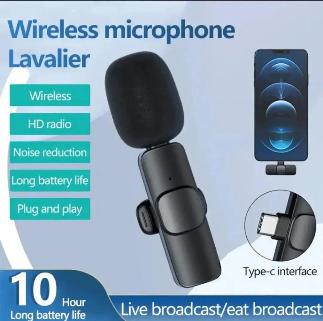 Wireless MIC K8 MICROPHONE Vlogging Mic with Microphone Accessories Video for Type C Android, IOS Lightening & 3.5mm Jack - Image 6