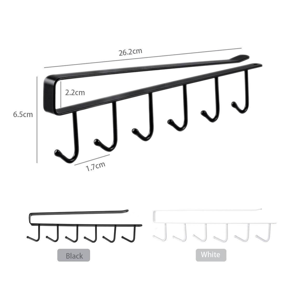 6 Hooks Metal Hanger for Kitchen, Mug Cup Storage Rack & Organizer - Image 2