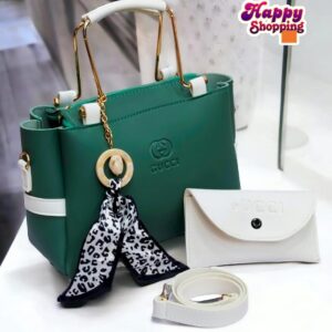 Green Handbag Set for Girls with Pouch & Strap