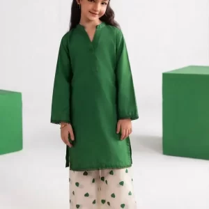 2 Pcs Girl's Cotton Embroidered Kurta And Pajama