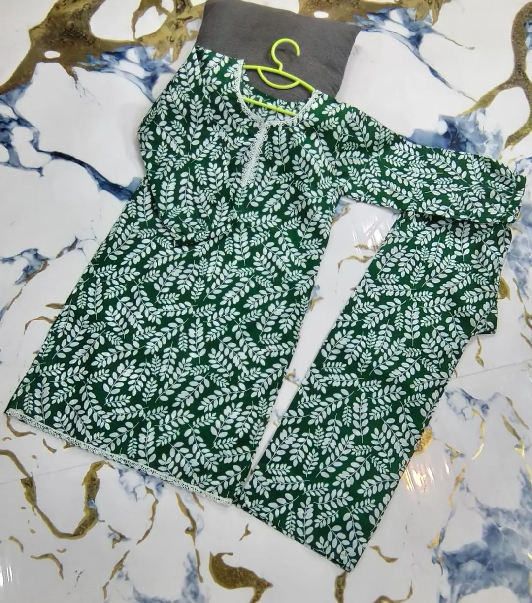 2 Pcs Girl's Cotton Printed Shirt And Trouser Suit - Image 2