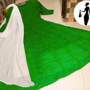 3 Pcs Women's Stitched Plain Maxi Suit with Lace Dupatta