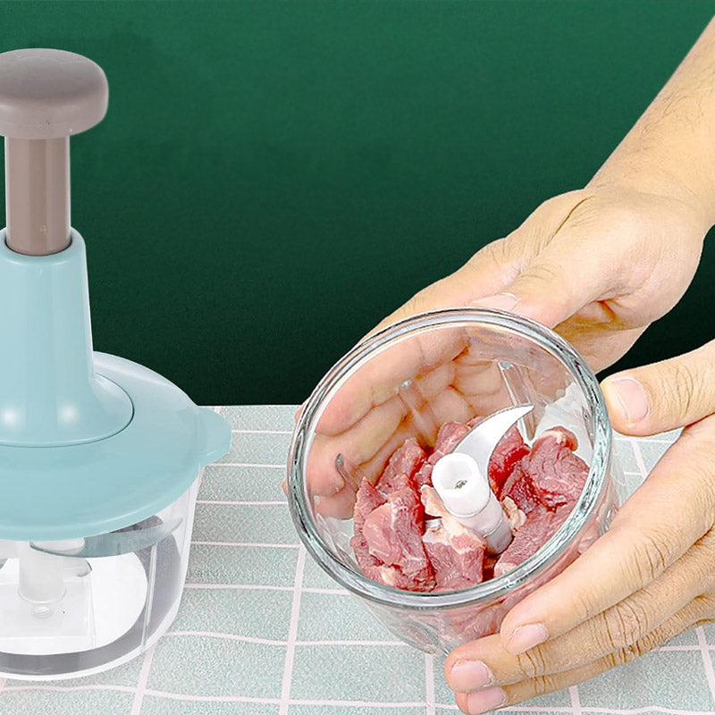 Manual Press Food Chopper & Vegetable Slicer - Image 6