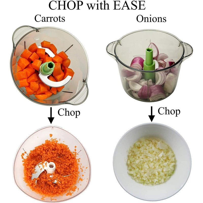 Manual Press Food Chopper & Vegetable Slicer - Image 3