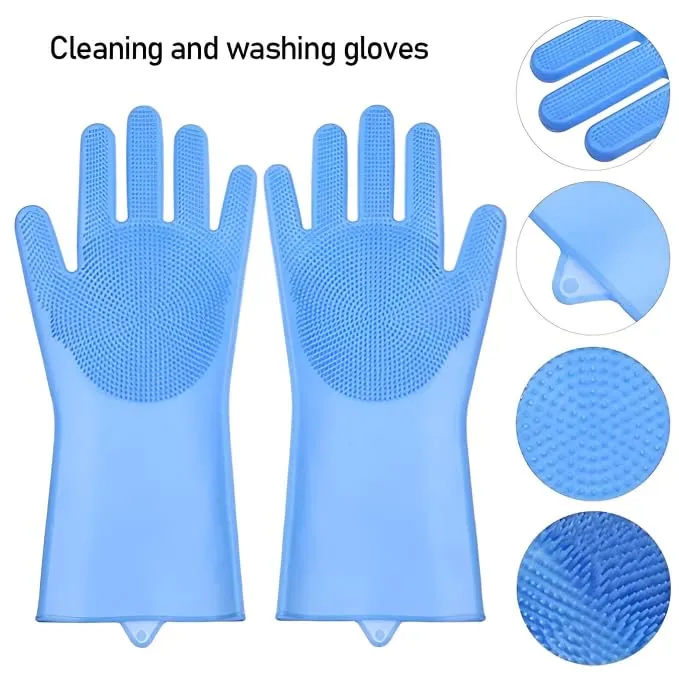 Silicon Washing Gloves High Quality Big Size - Household Accessory Designed For Cleaning And Washing Routine (Random Color) - Image 6
