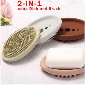 Two-Sided Flexible Silicone Soap Holder and Cleaning Brush Caddy