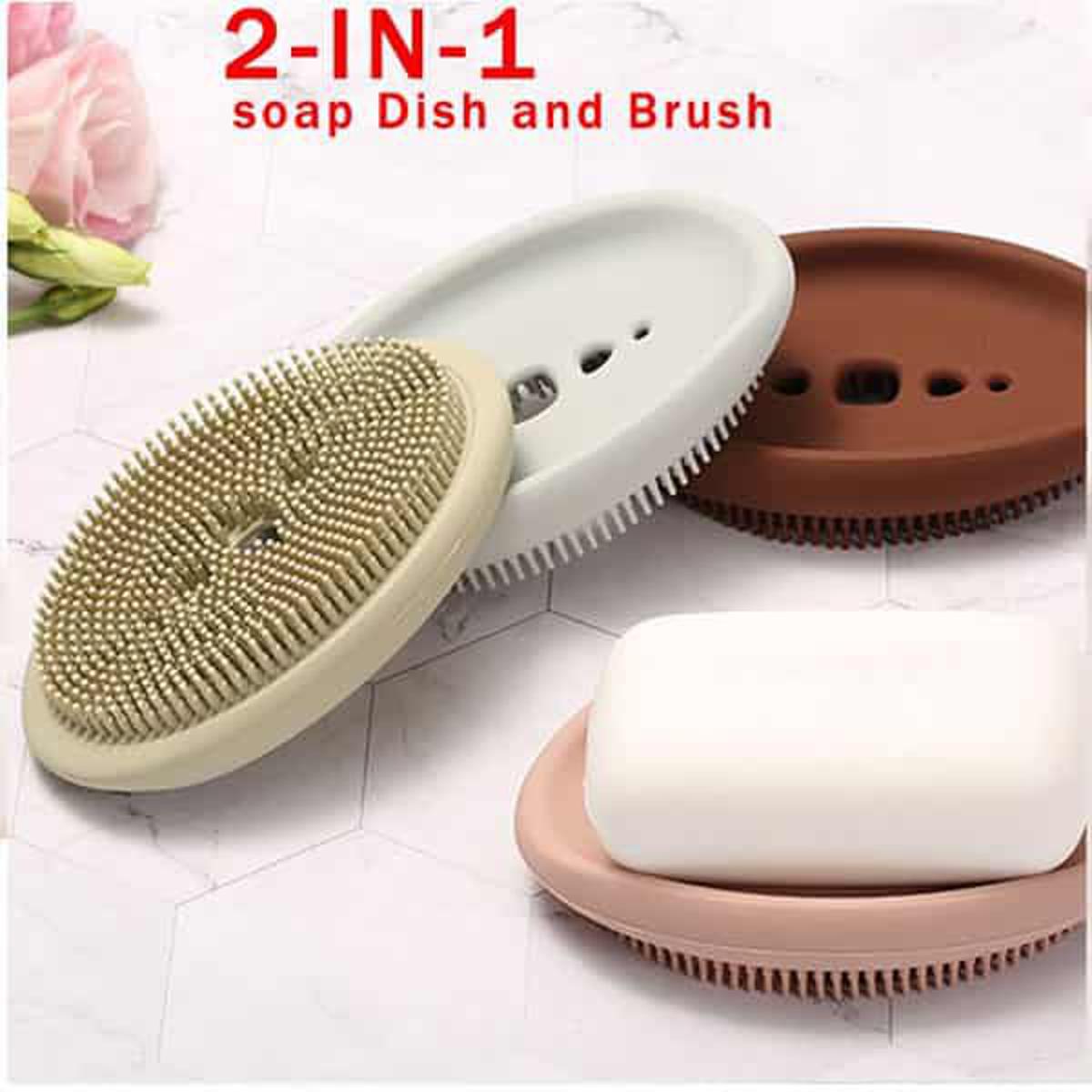 Two-Sided Flexible Silicone Soap Holder and Cleaning Brush Caddy