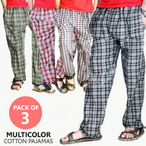 Pajamas for Men Summer Cotton Fabric Pack of 3 Soft Comfortable Wear Multi Random Colors