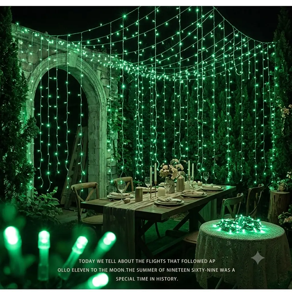 Green Curtain Jaal LED Fairy Lights 10x10 Feet for Independence Day & Party Decoration - Image 3